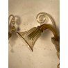 COPPIA APPLIQUES VINTAGE VETRO DI MURANO fumè 2 LUCI LAMPADE MURO ANNI 70 DESIGN