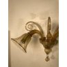COPPIA APPLIQUES VINTAGE VETRO DI MURANO fumè 2 LUCI LAMPADE MURO ANNI 70 DESIGN
