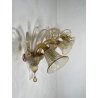 COPPIA APPLIQUES VINTAGE VETRO DI MURANO fumè 2 LUCI LAMPADE MURO ANNI 70 DESIGN