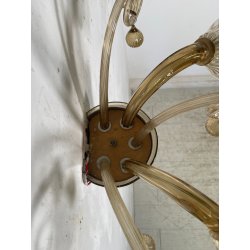 COPPIA APPLIQUES VINTAGE VETRO DI MURANO fumè 2 LUCI LAMPADE MURO ANNI 70 DESIGN