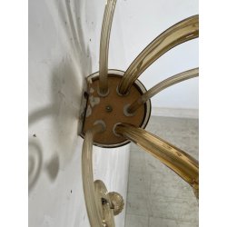 COPPIA APPLIQUES VINTAGE VETRO DI MURANO fumè 2 LUCI LAMPADE MURO ANNI 70 DESIGN