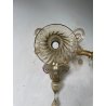 COPPIA APPLIQUES VINTAGE VETRO DI MURANO fumè 2 LUCI LAMPADE MURO ANNI 70 DESIGN