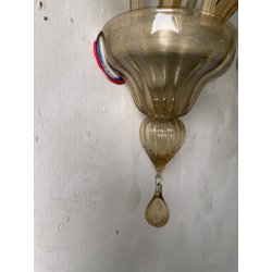 COPPIA APPLIQUES VINTAGE VETRO DI MURANO fumè 2 LUCI LAMPADE MURO ANNI 70 DESIGN