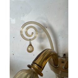 COPPIA APPLIQUES VINTAGE VETRO DI MURANO fumè 2 LUCI LAMPADE MURO ANNI 70 DESIGN