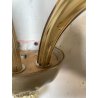 COPPIA APPLIQUES VINTAGE VETRO DI MURANO fumè 2 LUCI LAMPADE MURO ANNI 70 DESIGN