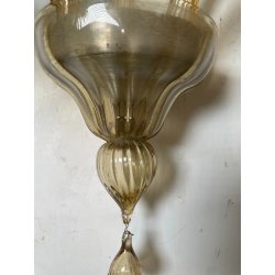 COPPIA APPLIQUES VINTAGE VETRO DI MURANO fumè 2 LUCI LAMPADE MURO ANNI 70 DESIGN