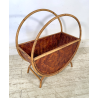 ANTICO CESTINO PORTARIVISTE PAGLIA RATTAN PORTA LIBRI LIBRERIA SALOTTO DESIGN
