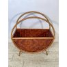 ANTICO CESTINO PORTARIVISTE PAGLIA RATTAN PORTA LIBRI LIBRERIA SALOTTO DESIGN