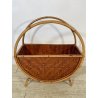 ANTICO CESTINO PORTARIVISTE PAGLIA RATTAN PORTA LIBRI LIBRERIA SALOTTO DESIGN