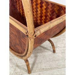 ANTICO CESTINO PORTARIVISTE PAGLIA RATTAN PORTA LIBRI LIBRERIA SALOTTO DESIGN