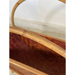 ANTICO CESTINO PORTARIVISTE PAGLIA RATTAN PORTA LIBRI LIBRERIA SALOTTO DESIGN