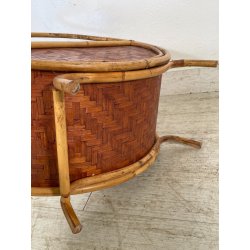 ANTICO CESTINO PORTARIVISTE PAGLIA RATTAN PORTA LIBRI LIBRERIA SALOTTO DESIGN