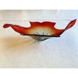 GRANDE VASO SCULTURA VETRO MURANO SOMMERSO BOWL GLASS MID-CENTURY larg. 57 cm
