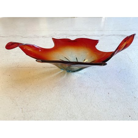 GRANDE VASO SCULTURA VETRO MURANO SOMMERSO BOWL GLASS MID-CENTURY larg. 57 cm
