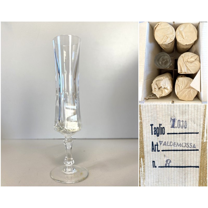 SET 6 FLUT CRISTALLO Arnolfo Di Cambio TAGLIO 1000 VALDEMOSSA n°8 - 22 cm/h ca
