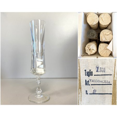 SET 6 FLUT CRISTALLO Arnolfo Di Cambio TAGLIO 1000 VALDEMOSSA n°8 - 22 cm/h ca