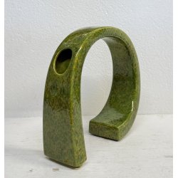 VASO SCULTURA CERAMICA Bertoncello 864 ANNI 70 SMALTO POLICROMO VERDE 24,5 cm/h