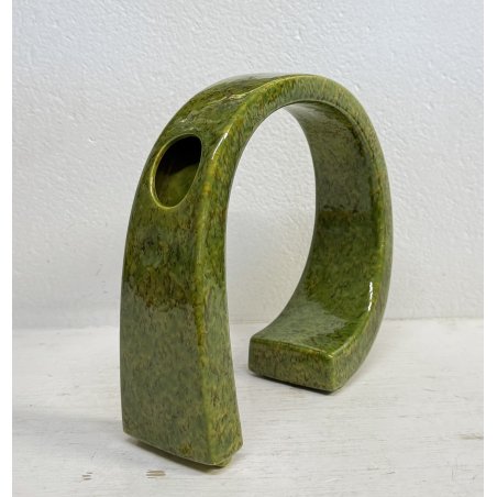 VASO SCULTURA CERAMICA Bertoncello 864 ANNI 70 SMALTO POLICROMO VERDE 24,5 cm/h
