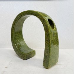 VASO SCULTURA CERAMICA Bertoncello 864 ANNI 70 SMALTO POLICROMO VERDE 24,5 cm/h