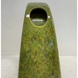 VASO SCULTURA CERAMICA Bertoncello 864 ANNI 70 SMALTO POLICROMO VERDE 24,5 cm/h
