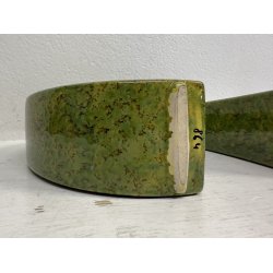 VASO SCULTURA CERAMICA Bertoncello 864 ANNI 70 SMALTO POLICROMO VERDE 24,5 cm/h