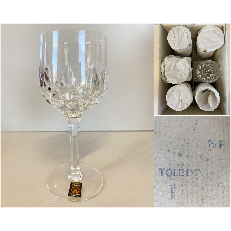 SET 6 COPPA CALICE ACQUA CRISTALLO MOLATO "Toledo 1" Arnolfo di Cambio 17,2 cm/h