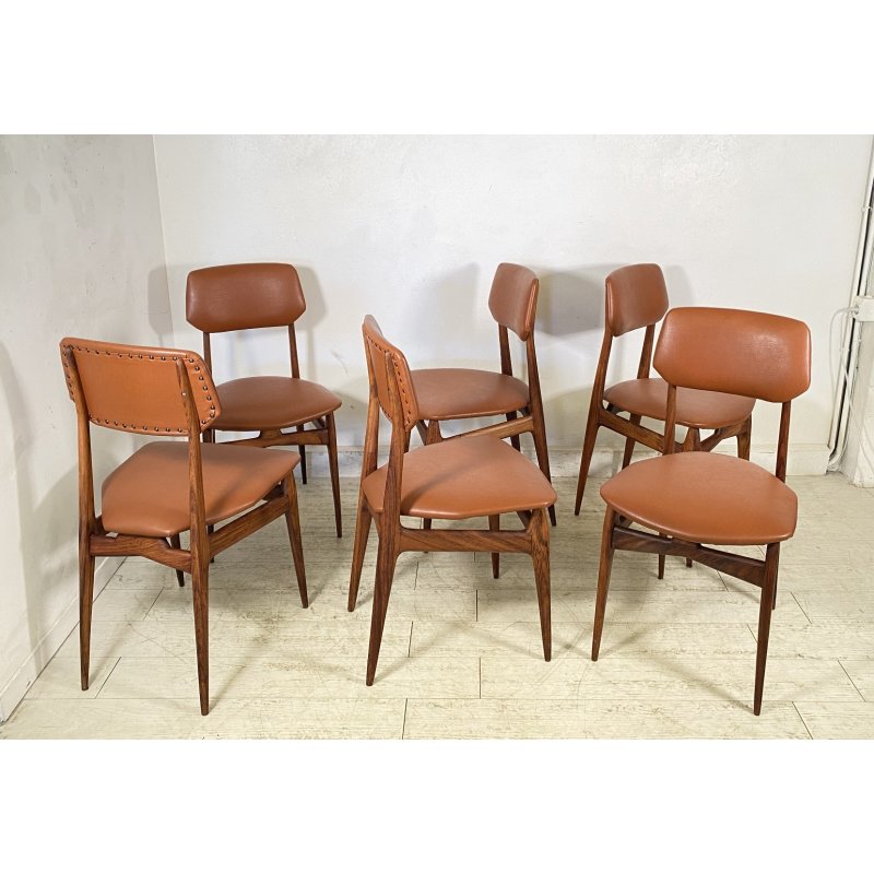 SET 6 SEDIA DESIGN ANNI 60 LEGNO SKY Cantù CHAIR VINTAGE MADE IN ITALY
