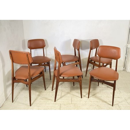 SET 6 SEDIA DESIGN ANNI 60 LEGNO SKY Cantù CHAIR VINTAGE MADE IN ITALY