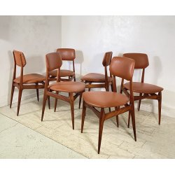 SET 6 SEDIA DESIGN ANNI 60 LEGNO SKY Cantù CHAIR VINTAGE MADE IN ITALY