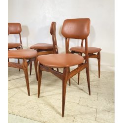 SET 6 SEDIA DESIGN ANNI 60 LEGNO SKY Cantù CHAIR VINTAGE MADE IN ITALY