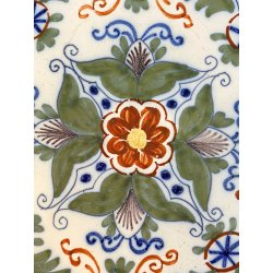ANTICO PIATTO PARETE CERAMICA POLICROMA Delft DECORO FLOREALE STILE Makkum '900