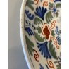 ANTICO PIATTO PARETE CERAMICA POLICROMA Delft DECORO FLOREALE STILE Makkum '900