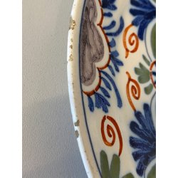ANTICO PIATTO PARETE CERAMICA POLICROMA Delft DECORO FLOREALE STILE Makkum '900