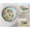 PIATTO DECORATIVO ALZATINA Famille Rose MOTIVO FARFALLE PEONIE CHINA XIX  ø17 cm