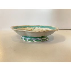 PIATTO DECORATIVO ALZATINA Famille Rose MOTIVO FARFALLE PEONIE CHINA XIX  ø17 cm