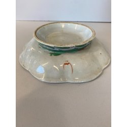 PIATTO DECORATIVO ALZATINA Famille Rose MOTIVO FARFALLE PEONIE CHINA XIX  ø17 cm