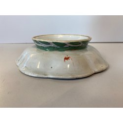 PIATTO DECORATIVO ALZATINA Famille Rose MOTIVO FARFALLE PEONIE CHINA XIX  ø17 cm