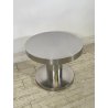 TAVOLINO VINTAGE ROTONDO ACCIAIO SATINATO VELCA MILANO ANNI 80 STILE DECO DESIGN