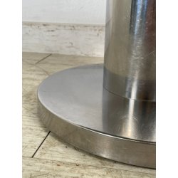 TAVOLINO VINTAGE ROTONDO ACCIAIO SATINATO VELCA MILANO ANNI 80 STILE DECO DESIGN