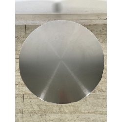 TAVOLINO VINTAGE ROTONDO ACCIAIO SATINATO VELCA MILANO ANNI 80 STILE DECO DESIGN