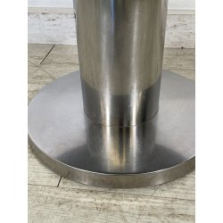 TAVOLINO VINTAGE ROTONDO ACCIAIO SATINATO VELCA MILANO ANNI 80 STILE DECO DESIGN