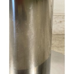 TAVOLINO VINTAGE ROTONDO ACCIAIO SATINATO VELCA MILANO ANNI 80 STILE DECO DESIGN