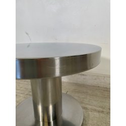 TAVOLINO VINTAGE ROTONDO ACCIAIO SATINATO VELCA MILANO ANNI 80 STILE DECO DESIGN