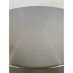 TAVOLINO VINTAGE ROTONDO ACCIAIO SATINATO VELCA MILANO ANNI 80 STILE DECO DESIGN