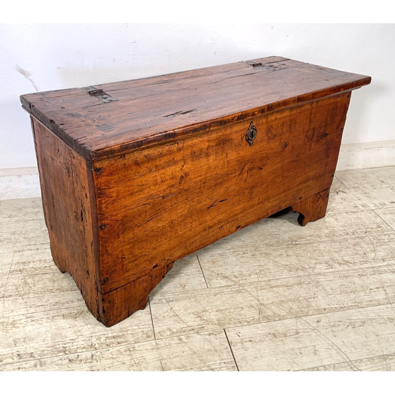 ANTICA PICCOLA CASSAPANCA legno PIOPPO 97 cm epoca 1800 OLD WOOD CHEST FORMELLA