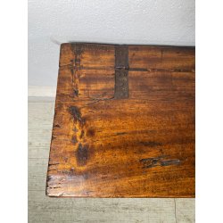 ANTICA PICCOLA CASSAPANCA legno PIOPPO 97 cm epoca 1800 OLD WOOD CHEST FORMELLA