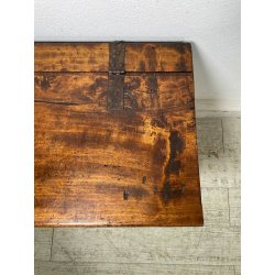 ANTICA PICCOLA CASSAPANCA legno PIOPPO 97 cm epoca 1800 OLD WOOD CHEST FORMELLA