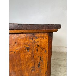 ANTICA PICCOLA CASSAPANCA legno PIOPPO 97 cm epoca 1800 OLD WOOD CHEST FORMELLA
