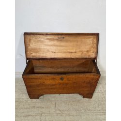 ANTICA PICCOLA CASSAPANCA legno PIOPPO 97 cm epoca 1800 OLD WOOD CHEST FORMELLA