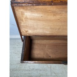 ANTICA PICCOLA CASSAPANCA legno PIOPPO 97 cm epoca 1800 OLD WOOD CHEST FORMELLA